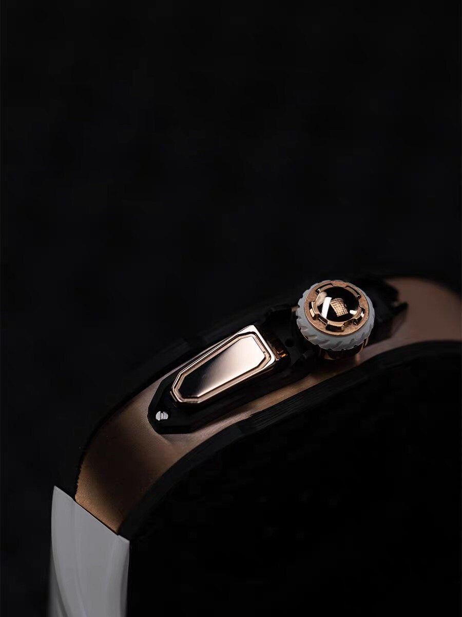 Upgrade For Ultra Luxury Modification Kit Carbon Fiber Case and Band For Apple Watch Ultra Strap 49mm Rubber Sports Watchband Titanium Bezel